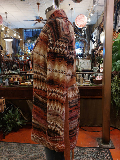 Southwest Stripe Belted Cardigan - Sunset Tones