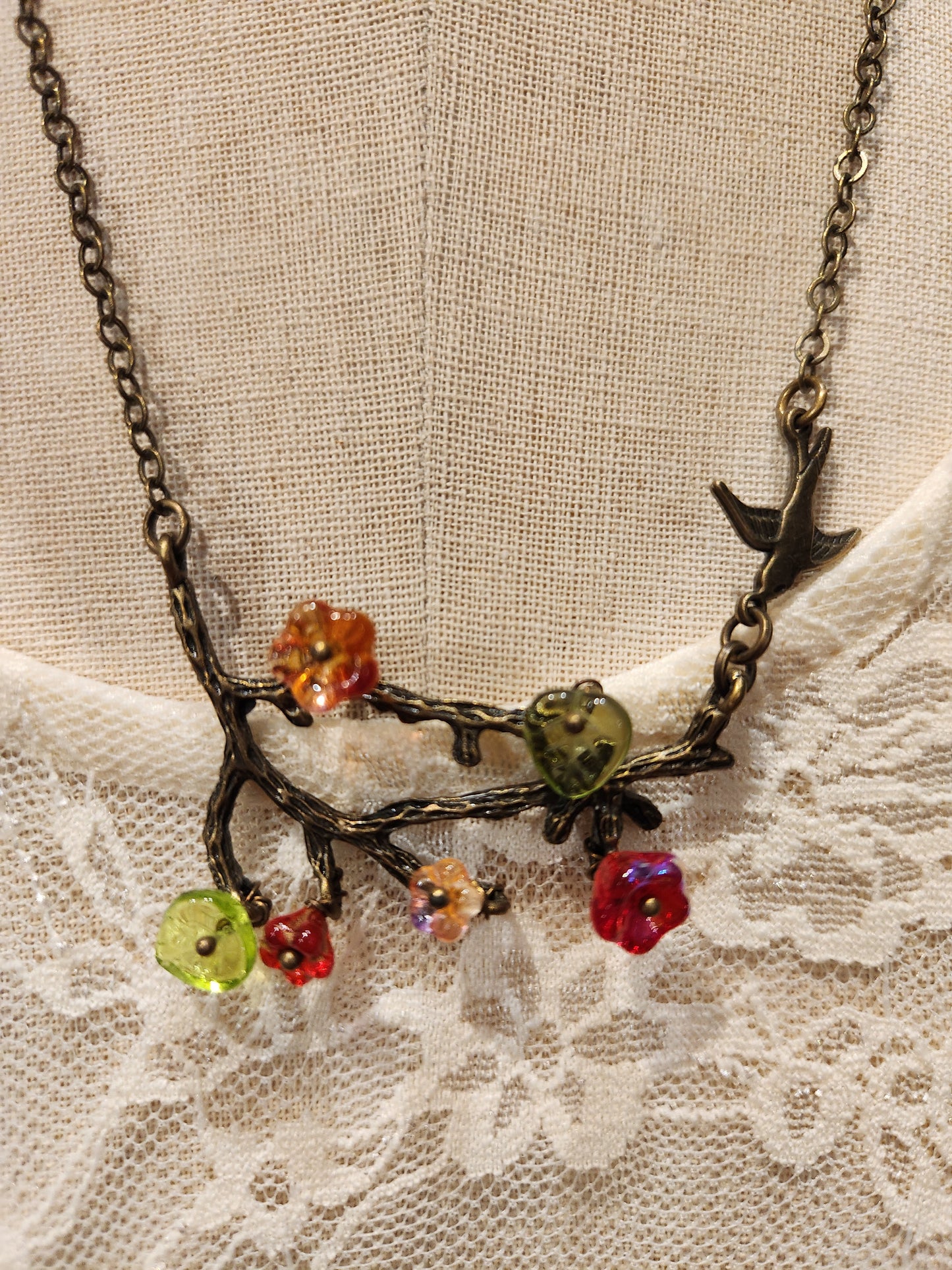 Flowering Branch Necklace | Red Flowers