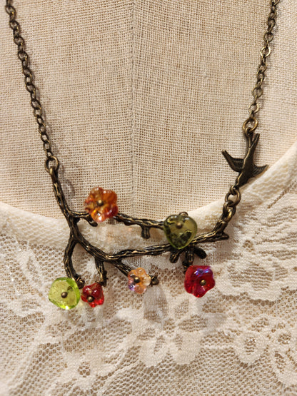 Flowering Branch Necklace | Red Flowers