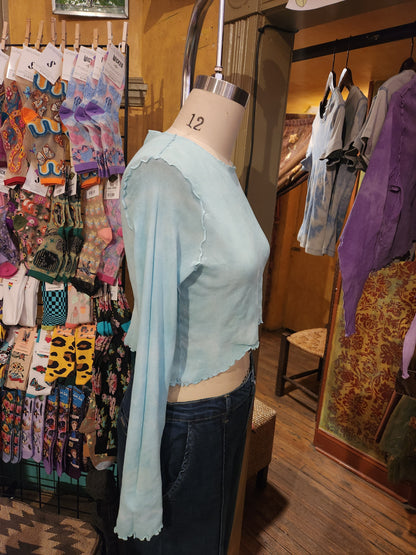 Hand Dyed 'Cutloose' Mesh Top - Blue