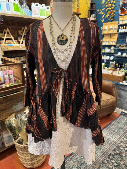 Maya Shrug, 3/4 Sleeve - Dakota Stripe