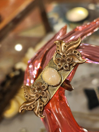 Vintage Floral Ring with Rose Quartz