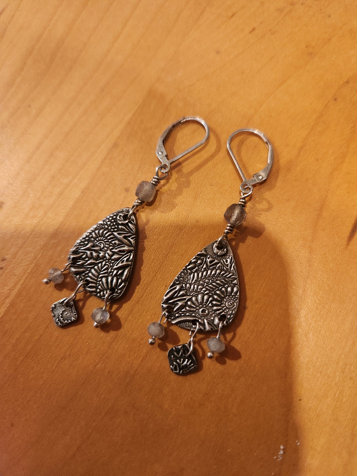 Textured Abstract Earrings- Sterling Silver