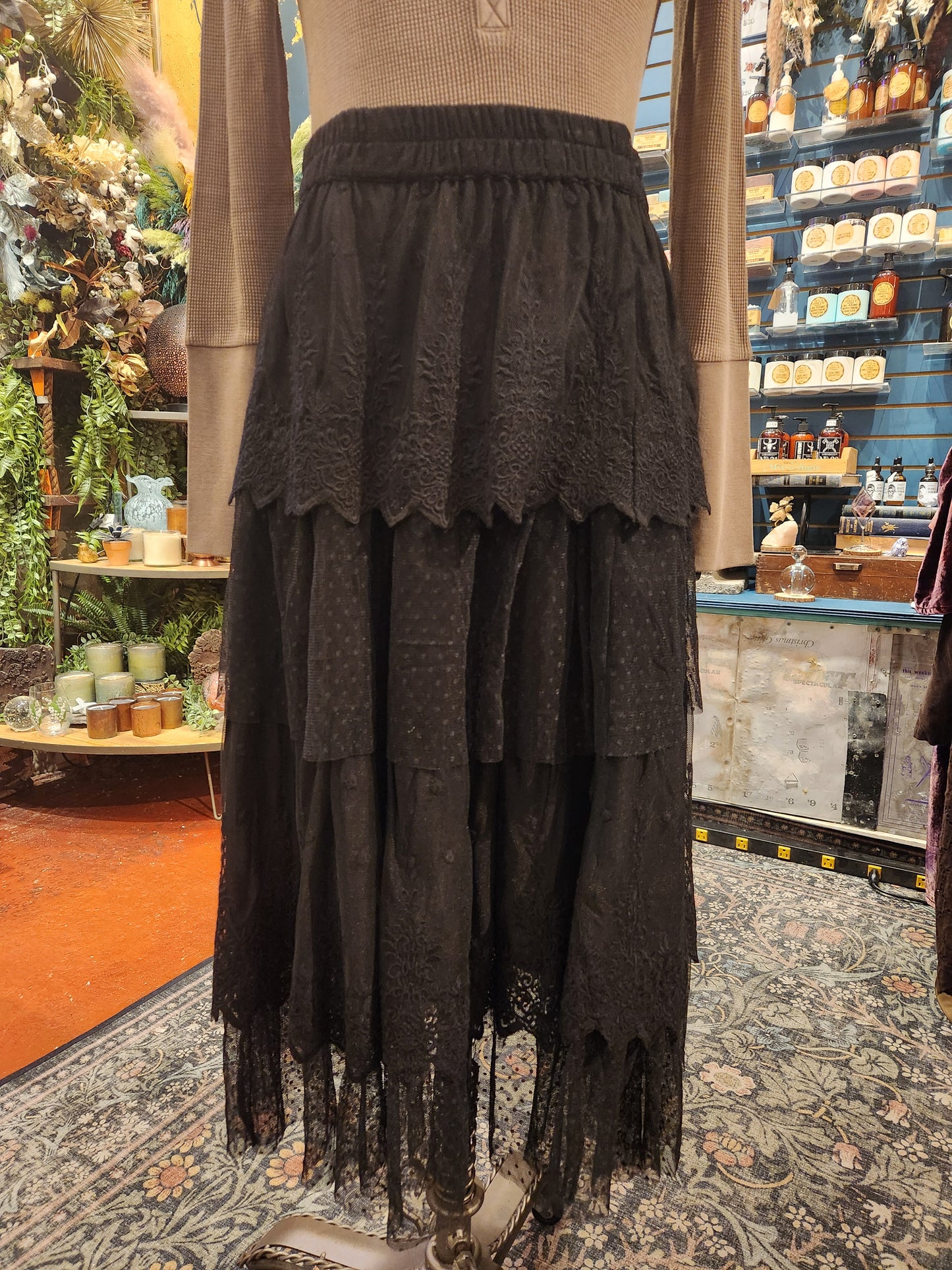 Chantilly Midi Skirt - Ebony