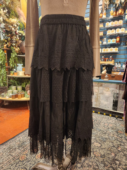 Chantilly Midi Skirt - Ebony