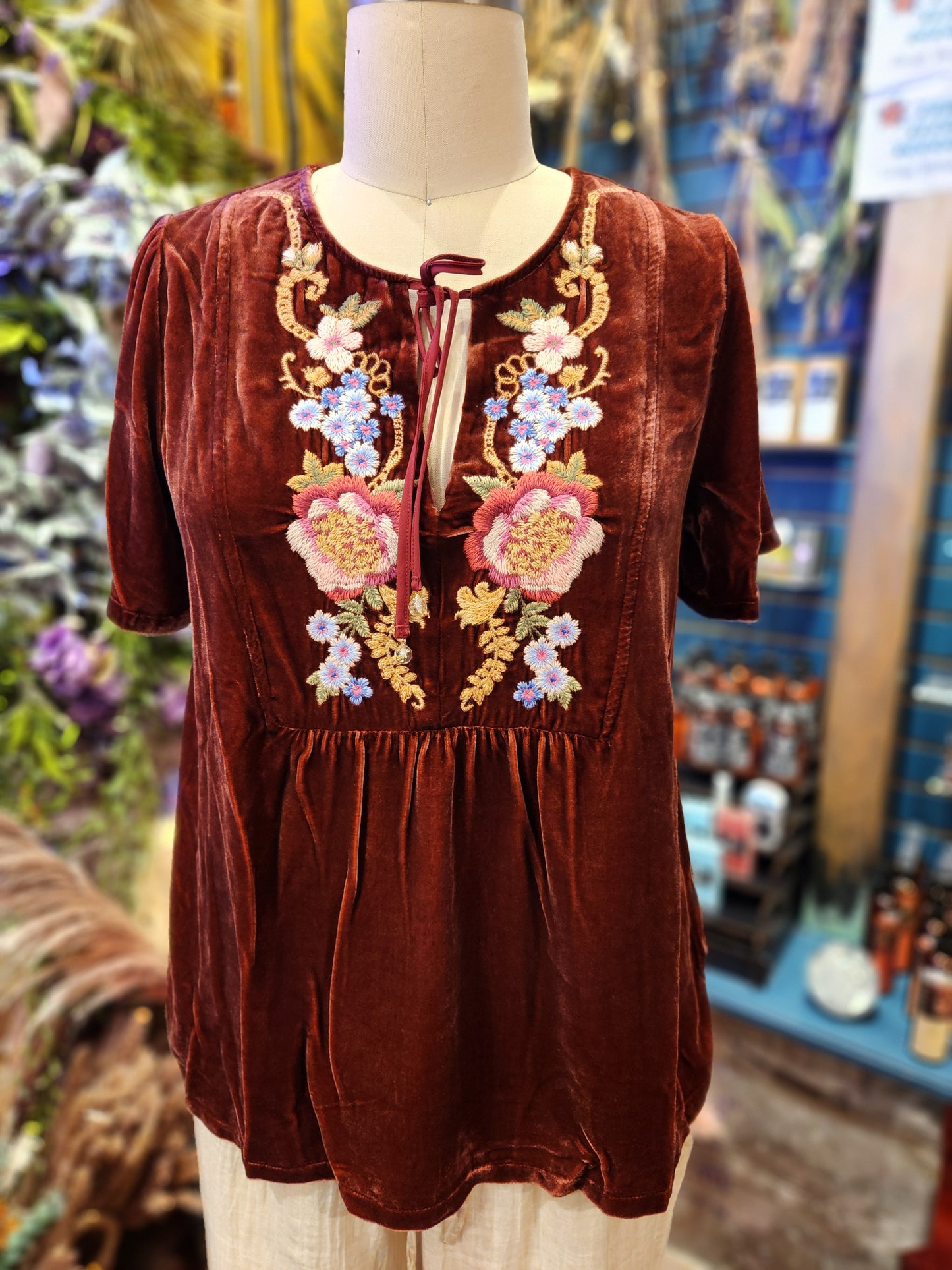 Velvet Yoke Blouse