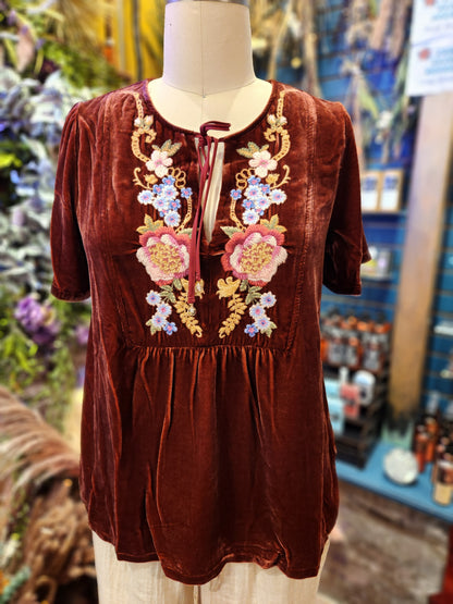 Velvet Yoke Blouse