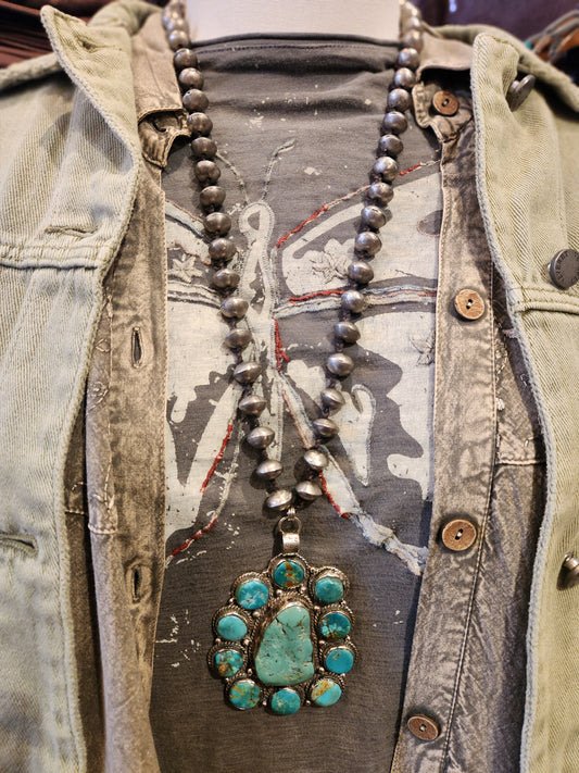 Organic Shaped Chrysocolla Statement Necklace