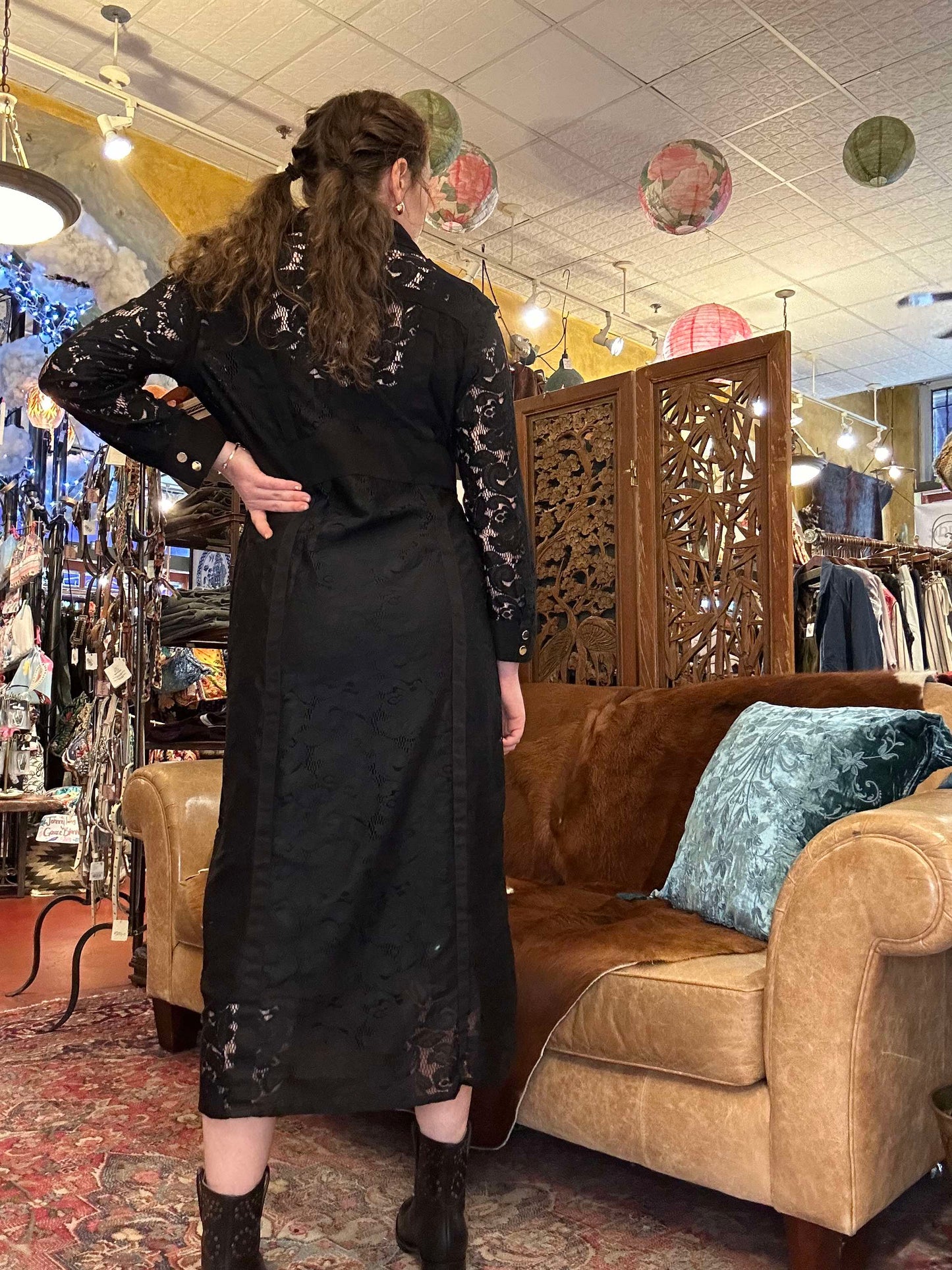 Black Long Lace Duster