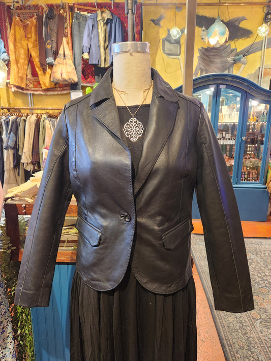 Blue Bird of Paradise Mauritius Leather Blazer - Jaelyn Beheler*