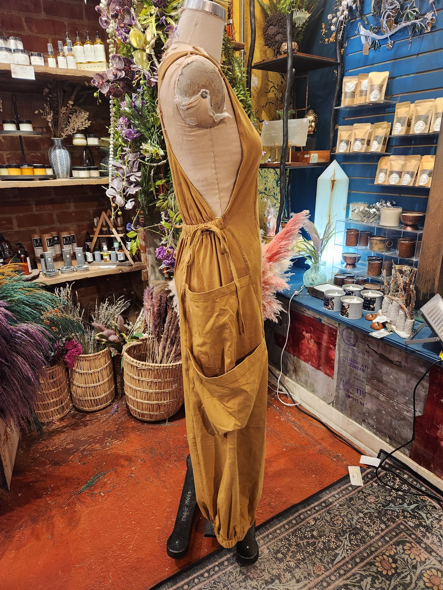 Drawstring Back Waist Jumpsuit ( Toffee)