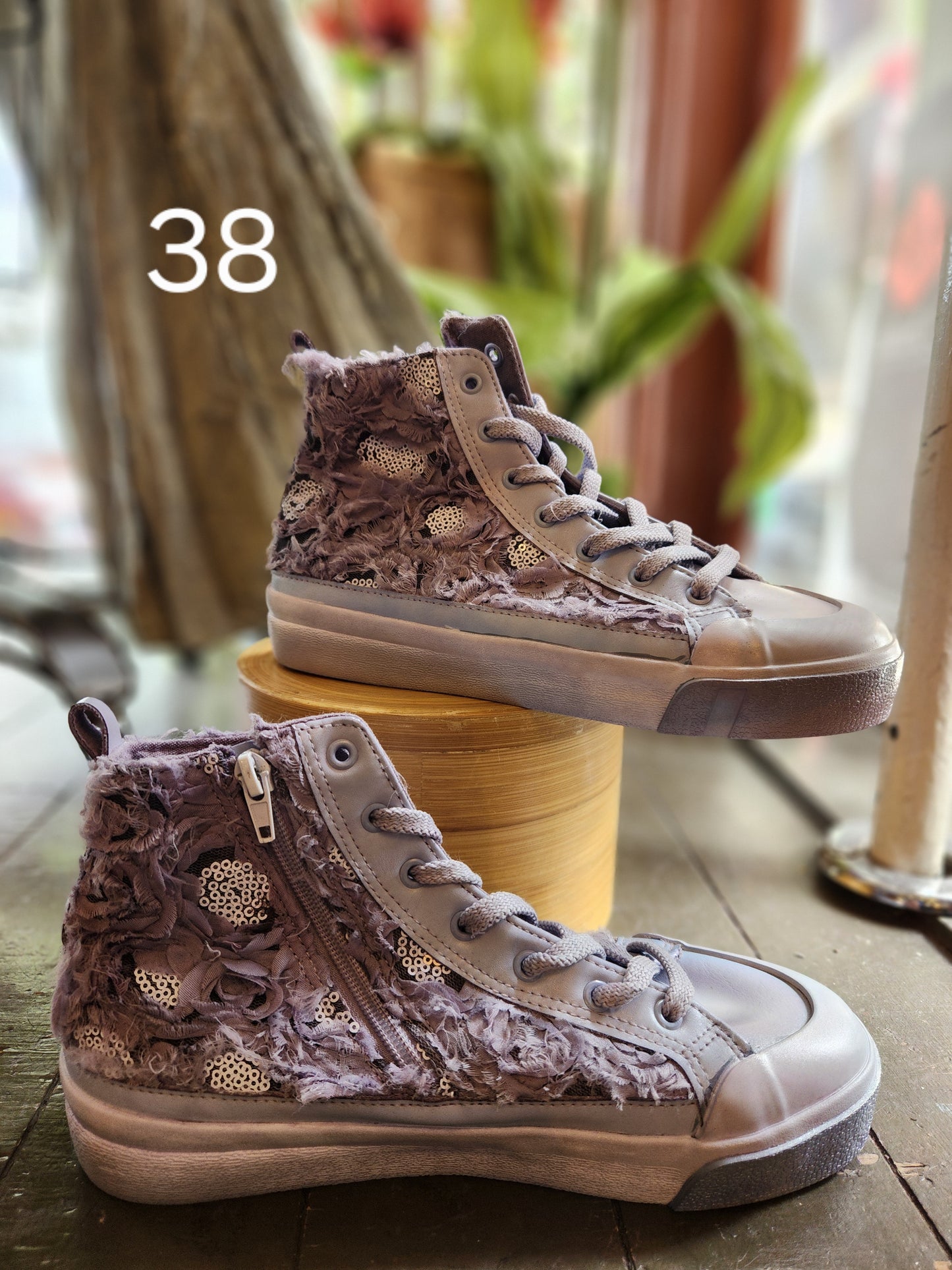 Hand Dyed Floral High Top Sneaker