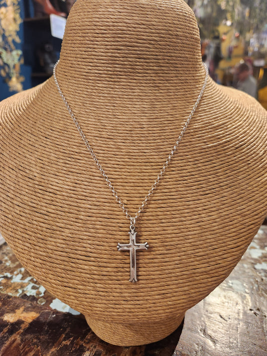 Large Cross Sterling Silver Necklace