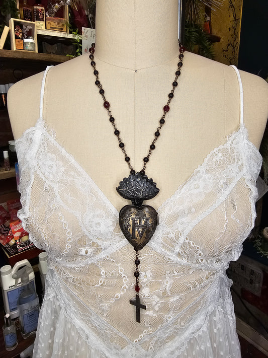 Sacred Heart Locket (Oxidized)