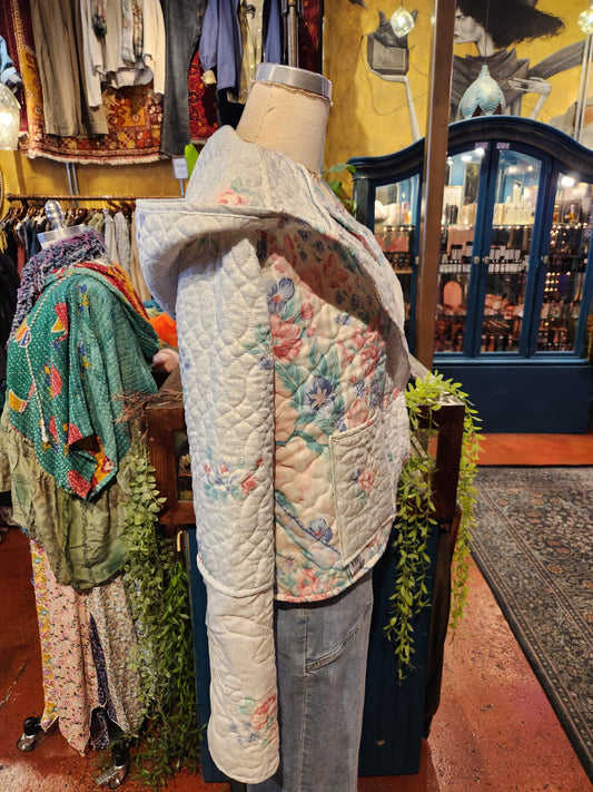 OOAK Pink Hooded Quilt Jacket