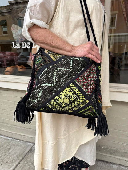 Bohemian Leather Tote - Black