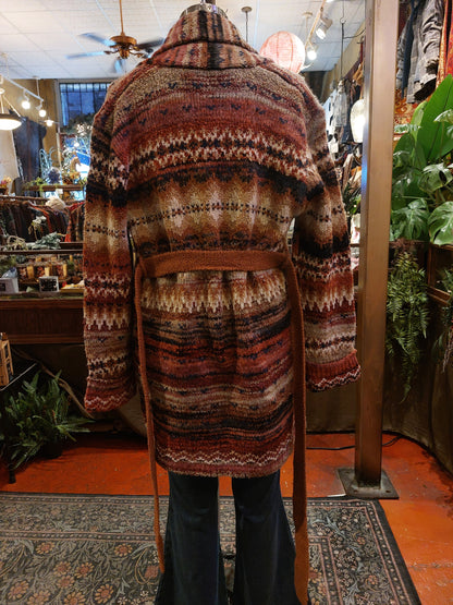 Southwest Stripe Belted Cardigan - Sunset Tones