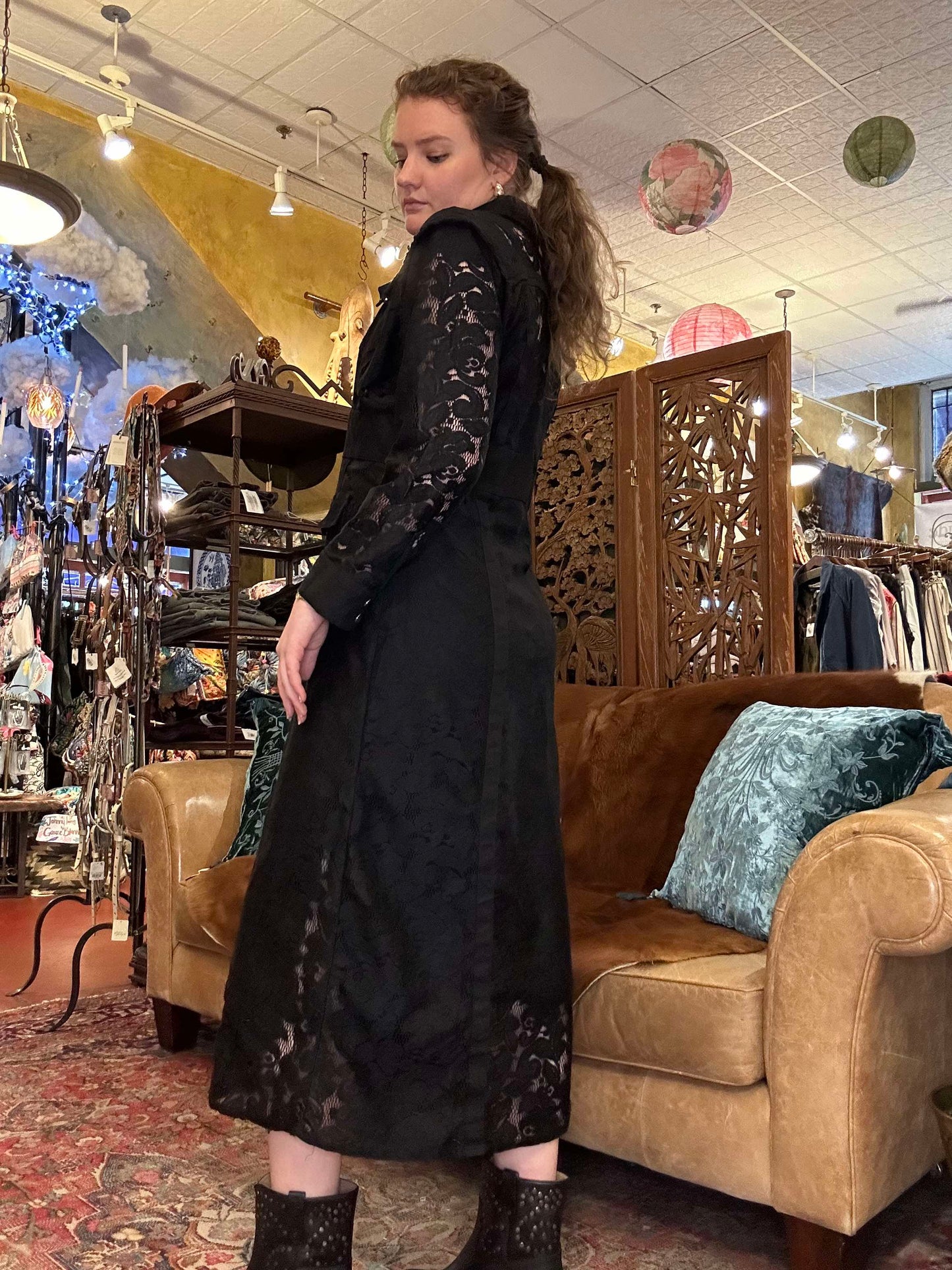 Black Long Lace Duster