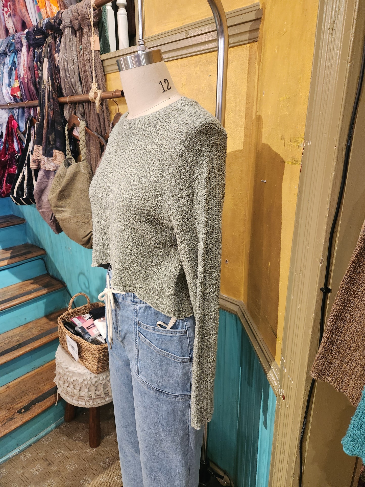 Curved Crop Sweater - Multiple Colors