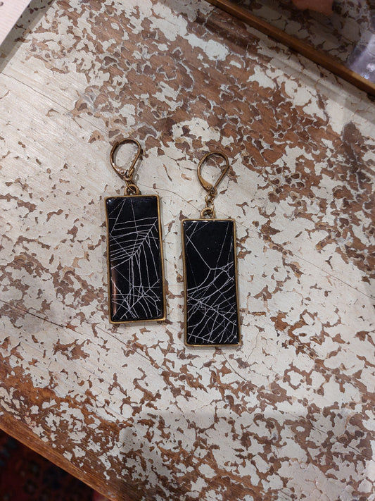 Spiderweb Rectangle Earrings - B