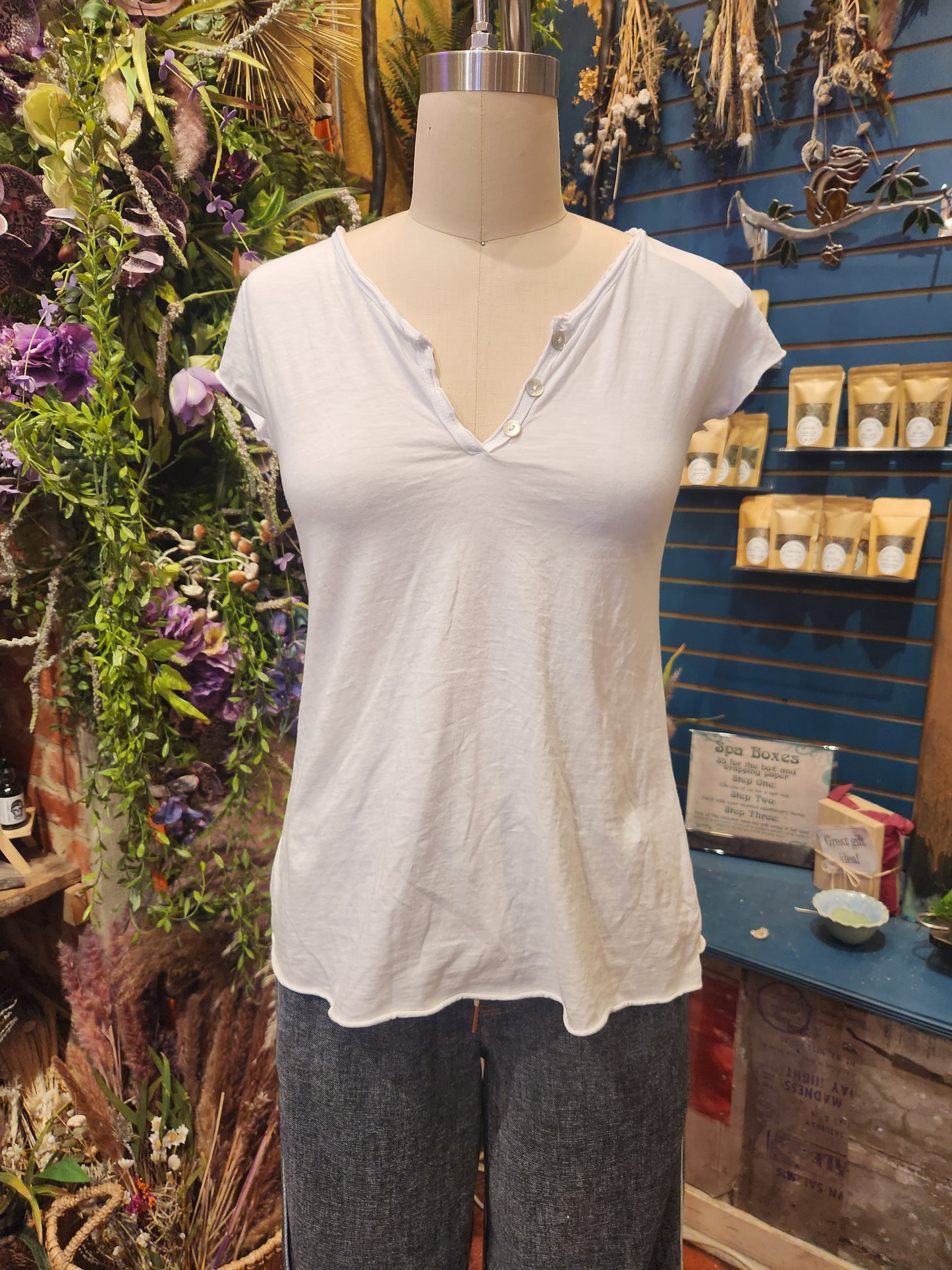 Henley Cotton Summer Top  (multiple colors available )