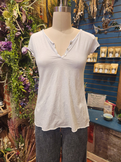 Henley Cotton Summer Top  (multiple colors available )