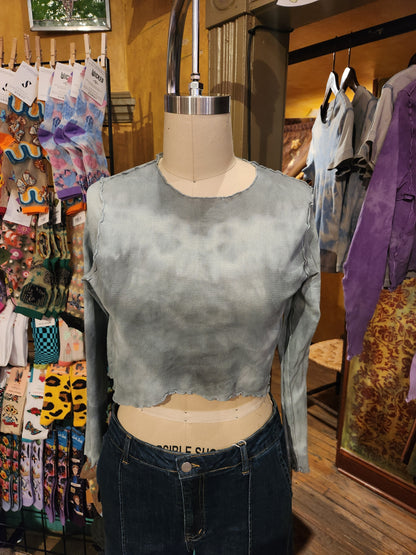 Hand Dyed 'Cutloose' Mesh Top - Blue