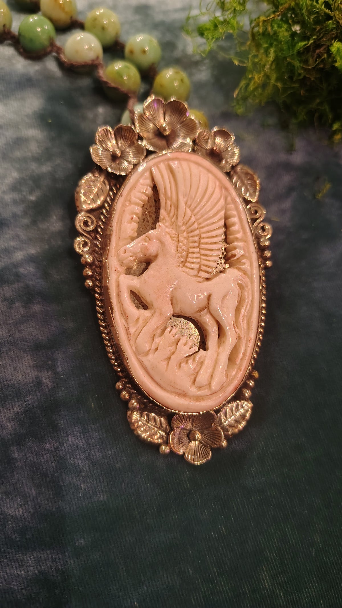 Bone Carved Pegasus Necklace