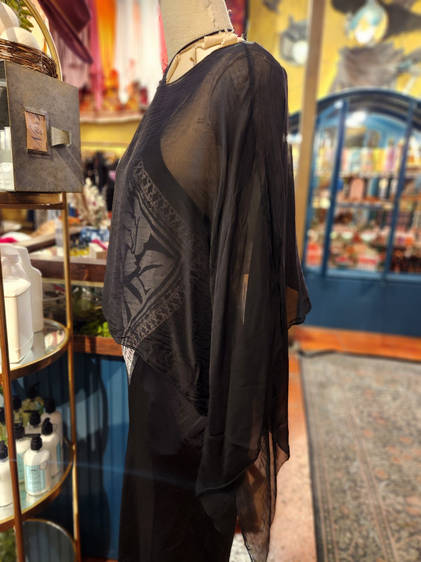 Silk Blend Sheer Cape
