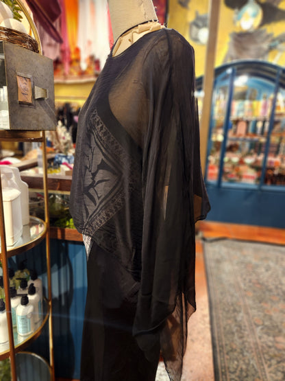 Silk Blend Sheer Cape