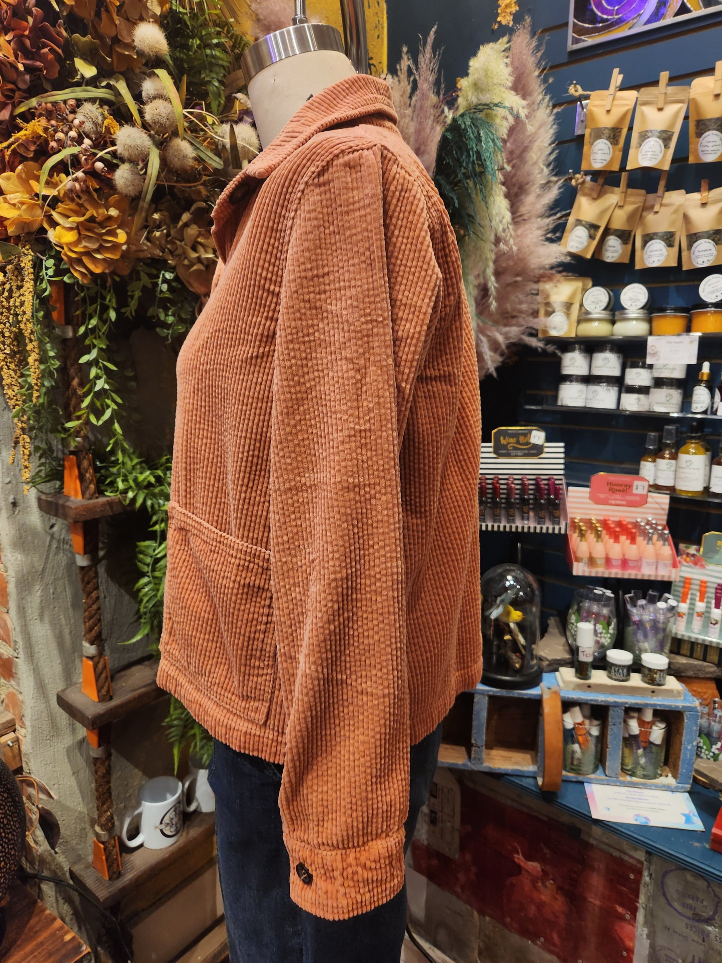 Cropped Lux Cord Jacket - Tandoori