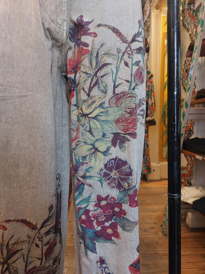 Khaki Floral Embroidery Pant