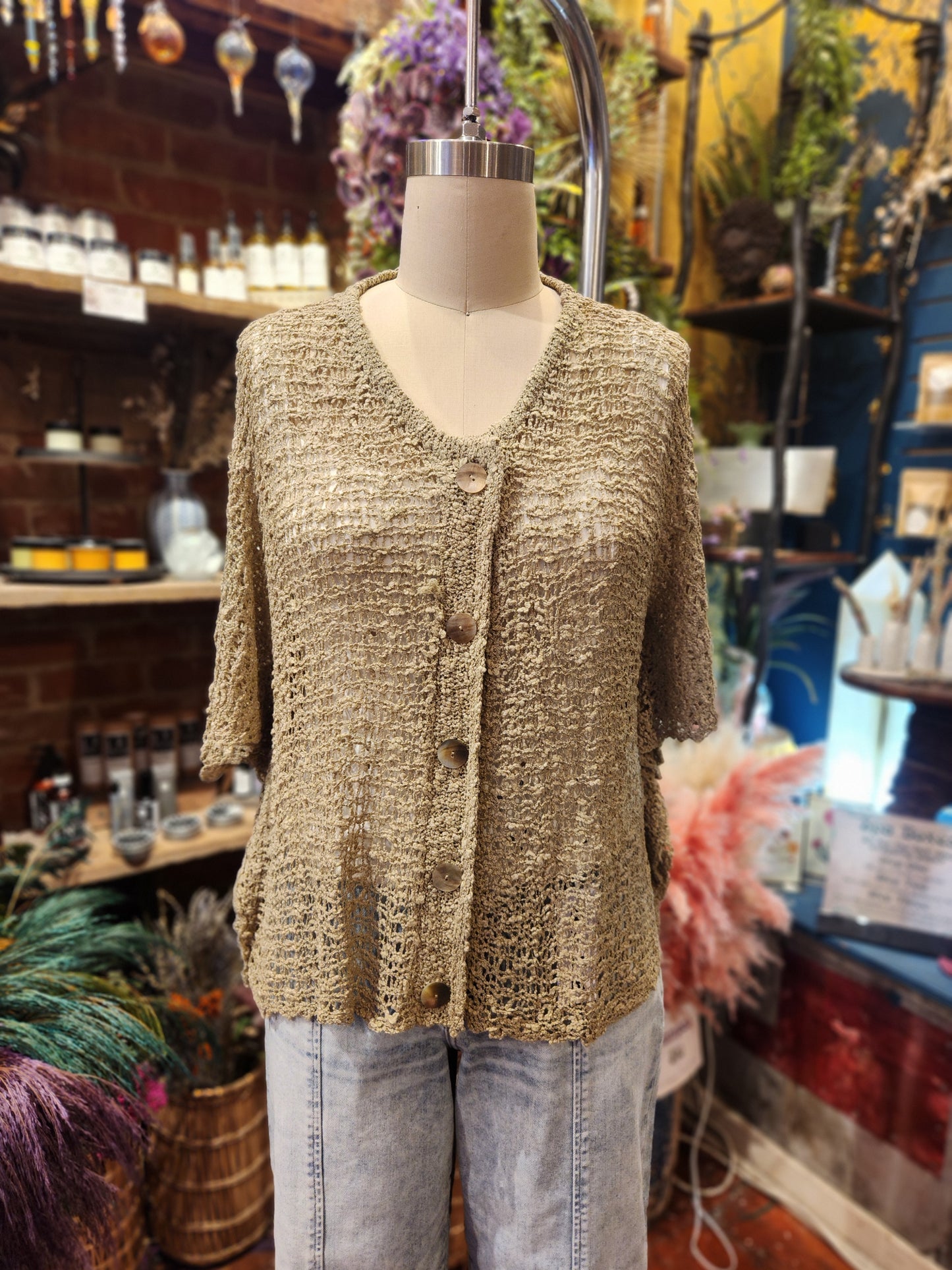 Mimo Button Short Sleeve Top