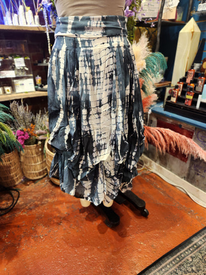 Grey/White Tie Dye Bubble Skirt