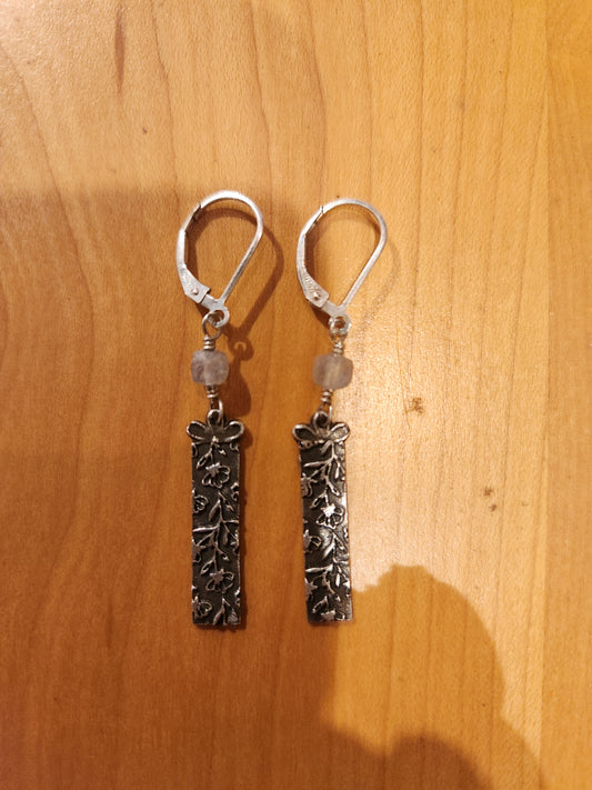 Textured Charm Earrings - Sterling Silver