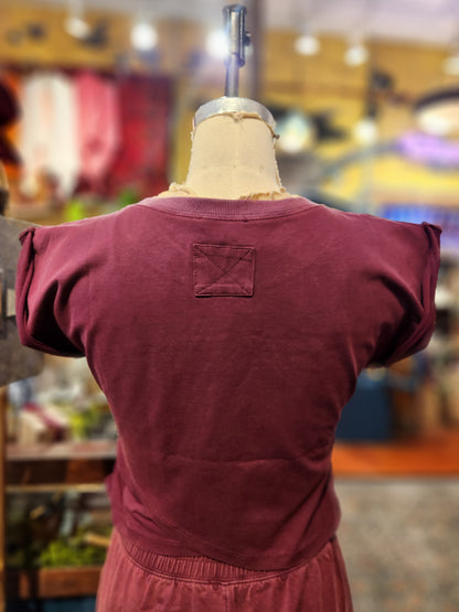 Short Sleeve Wrap Top ( Mineral Washed)