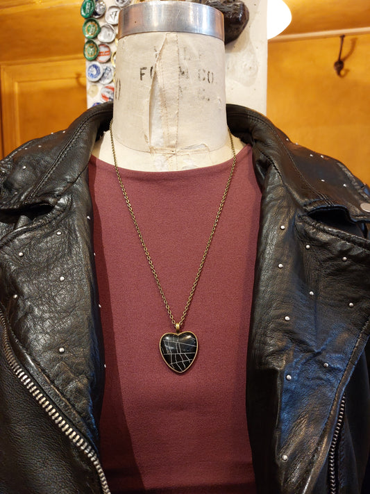 Spiderweb Heart Necklace - D