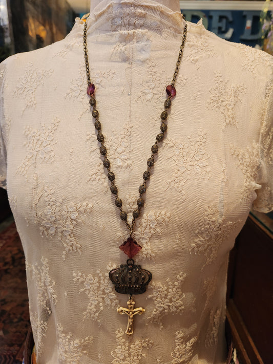 Crown and Cross Necklace