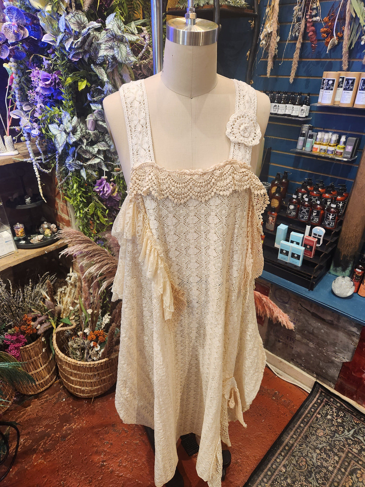 Layered Lace Tiered Split Dress with Straps