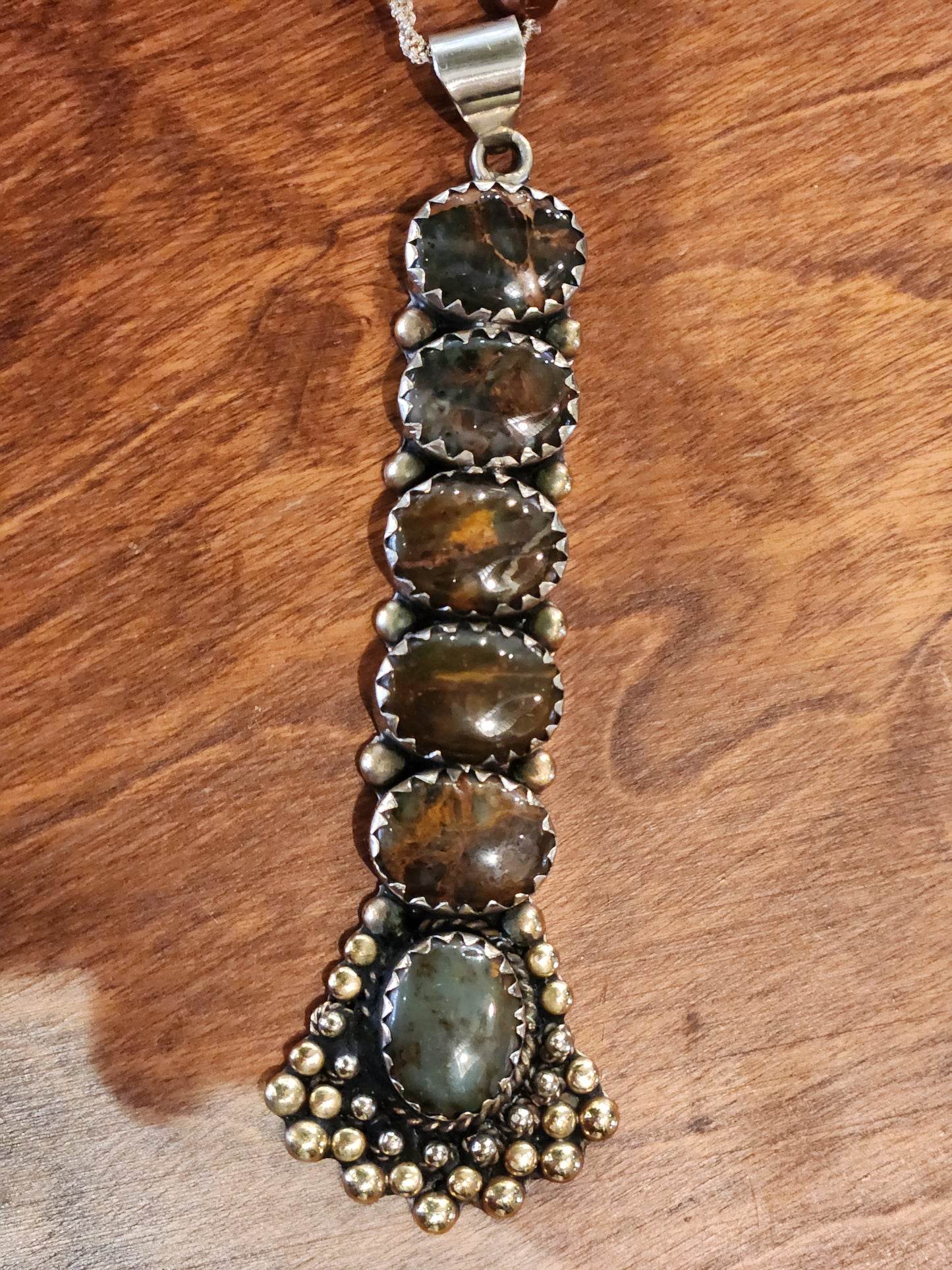 Stacked Jasper Pendant with Beaded Necklace
