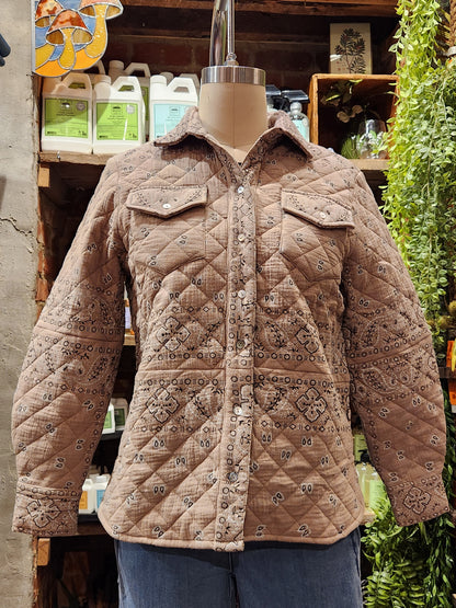 Bandana Quilted Shacket - Sand