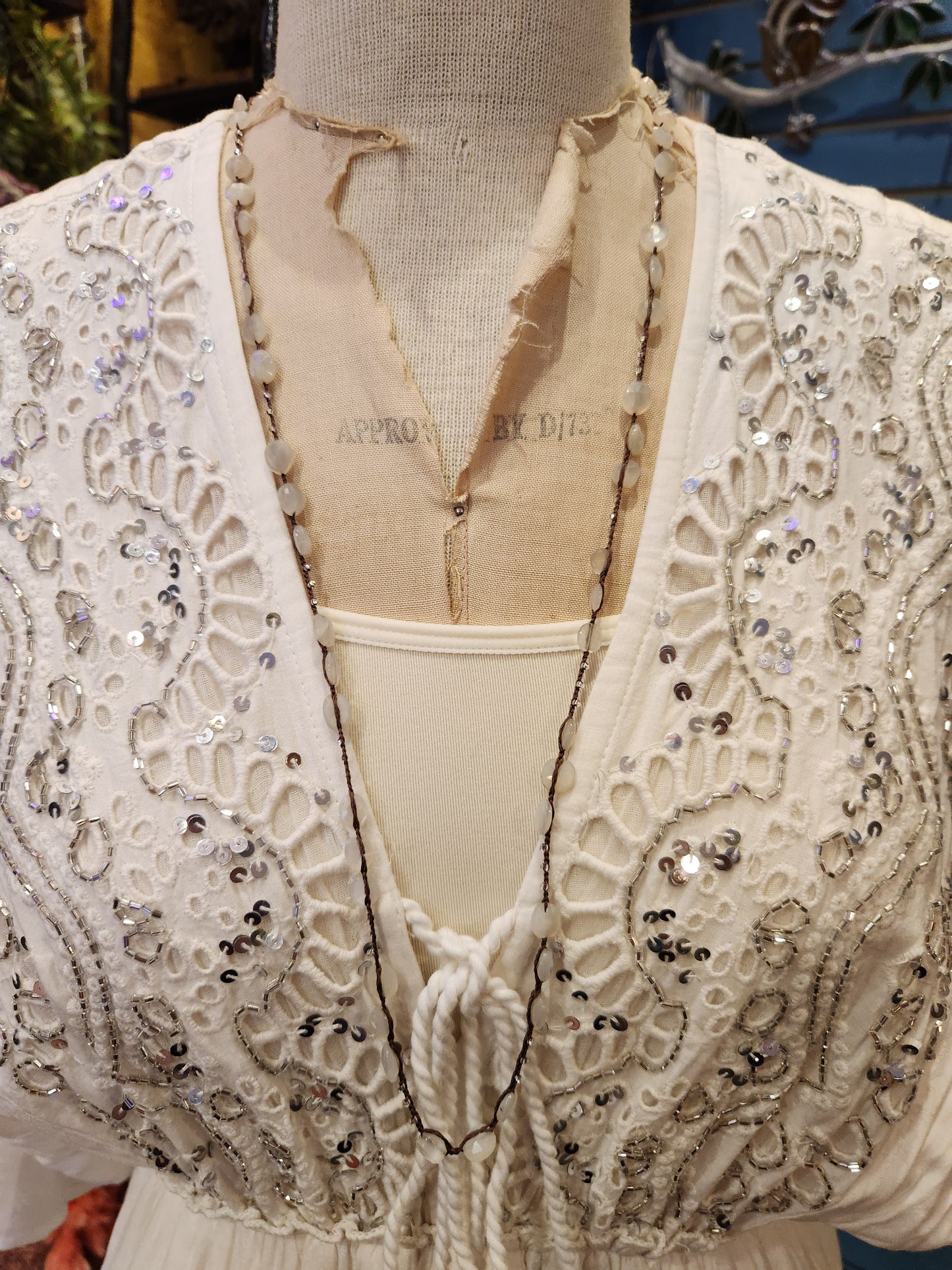 Large Bead - Crochet Layering Necklace - Moonstone Beads