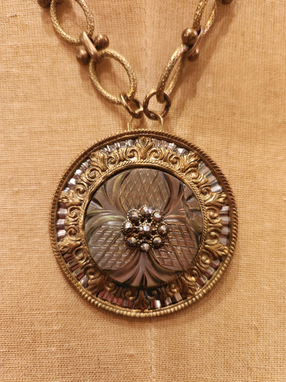 OOAK Vintage Chain with Vintage Victorian Button Pendant