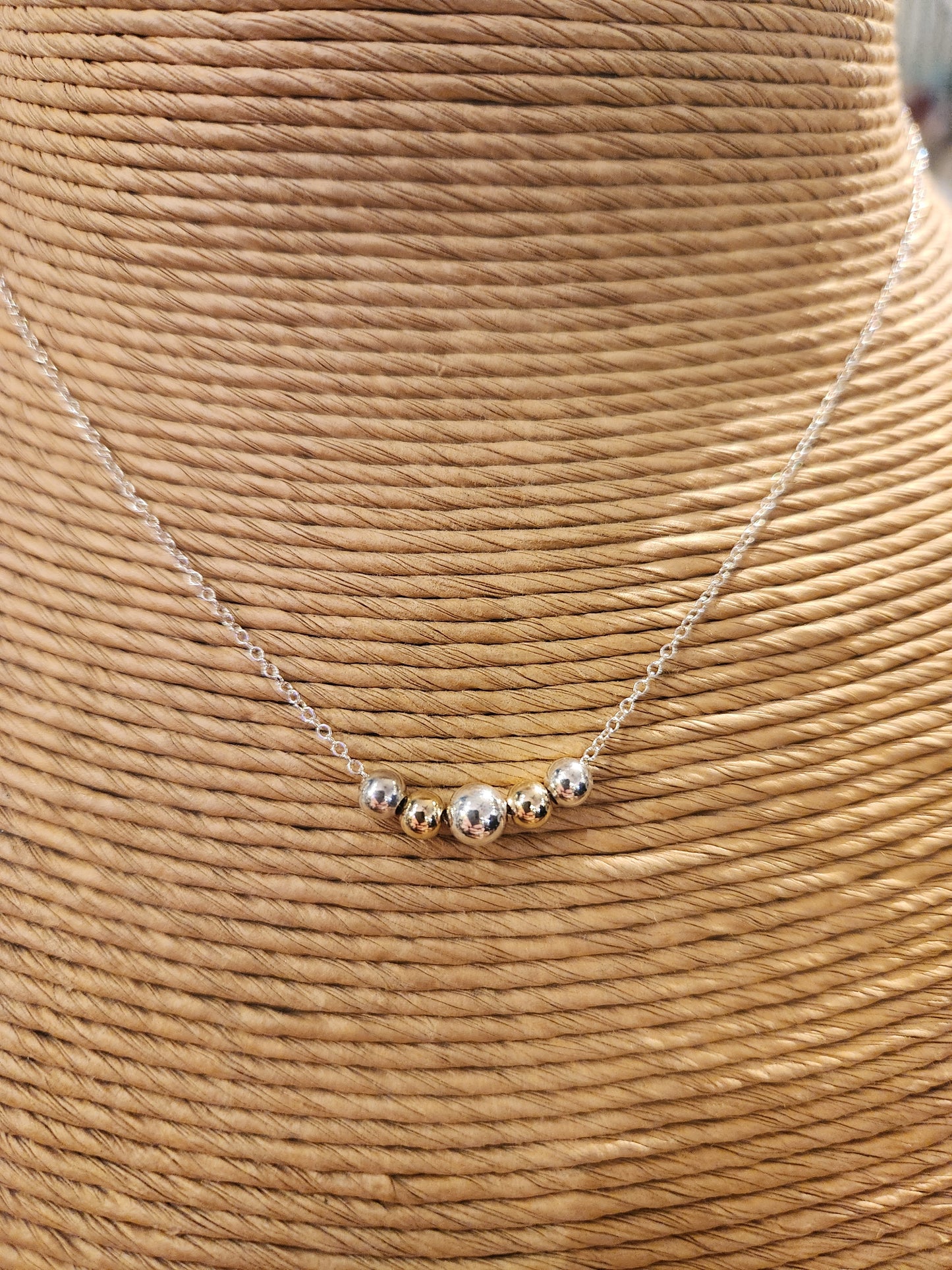 Floating Small Bead Sterling Silver Necklace