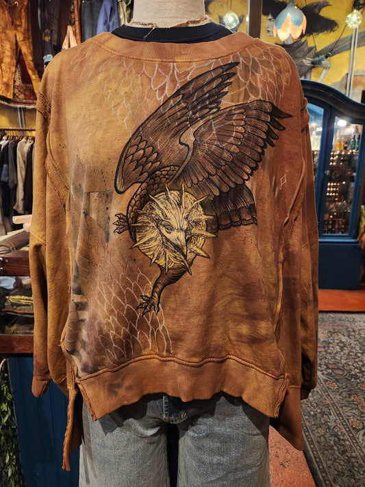 Bird of the Sun Paper Lace Custom Dyed Sweatshirt - Vaylmith