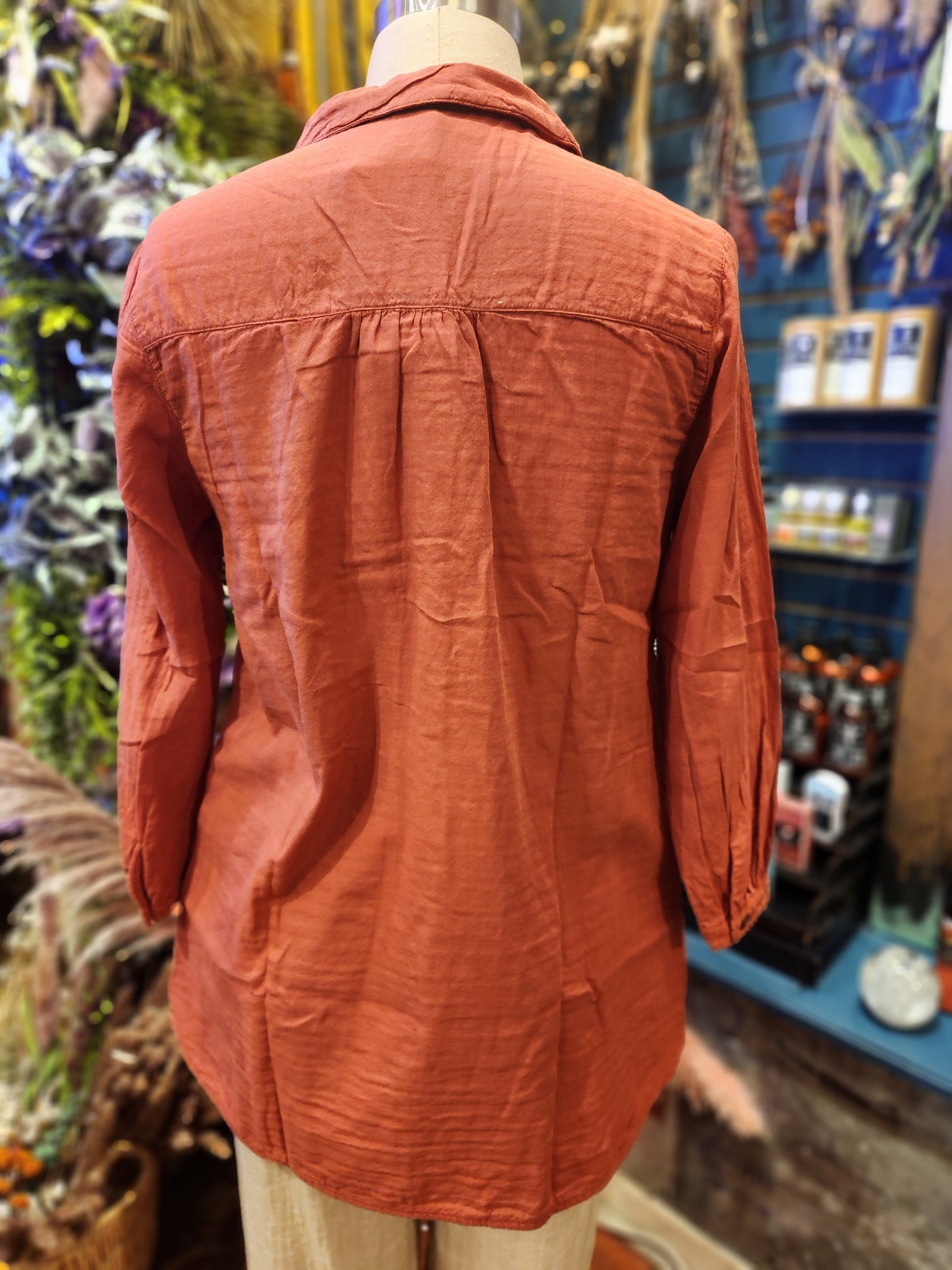 Kleen Linen/ Cotton Long Sleeve Pocket Top