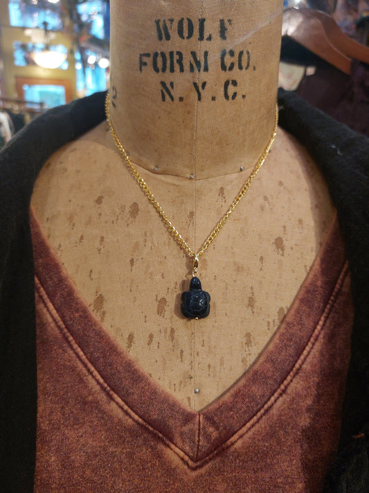 Gem Pet Charms - Dumortierite Turtle Charm Necklace