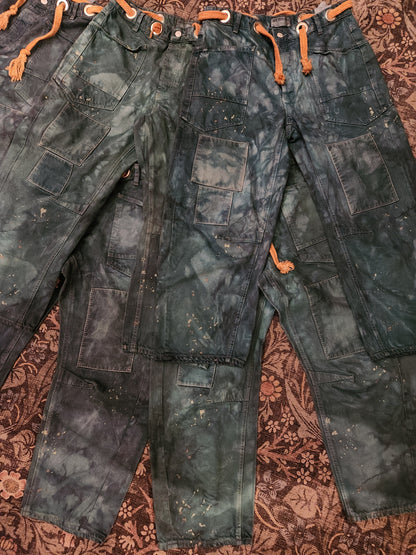 Hand Dyed Moxie Low Slung Drawstring Jeans - Teal
