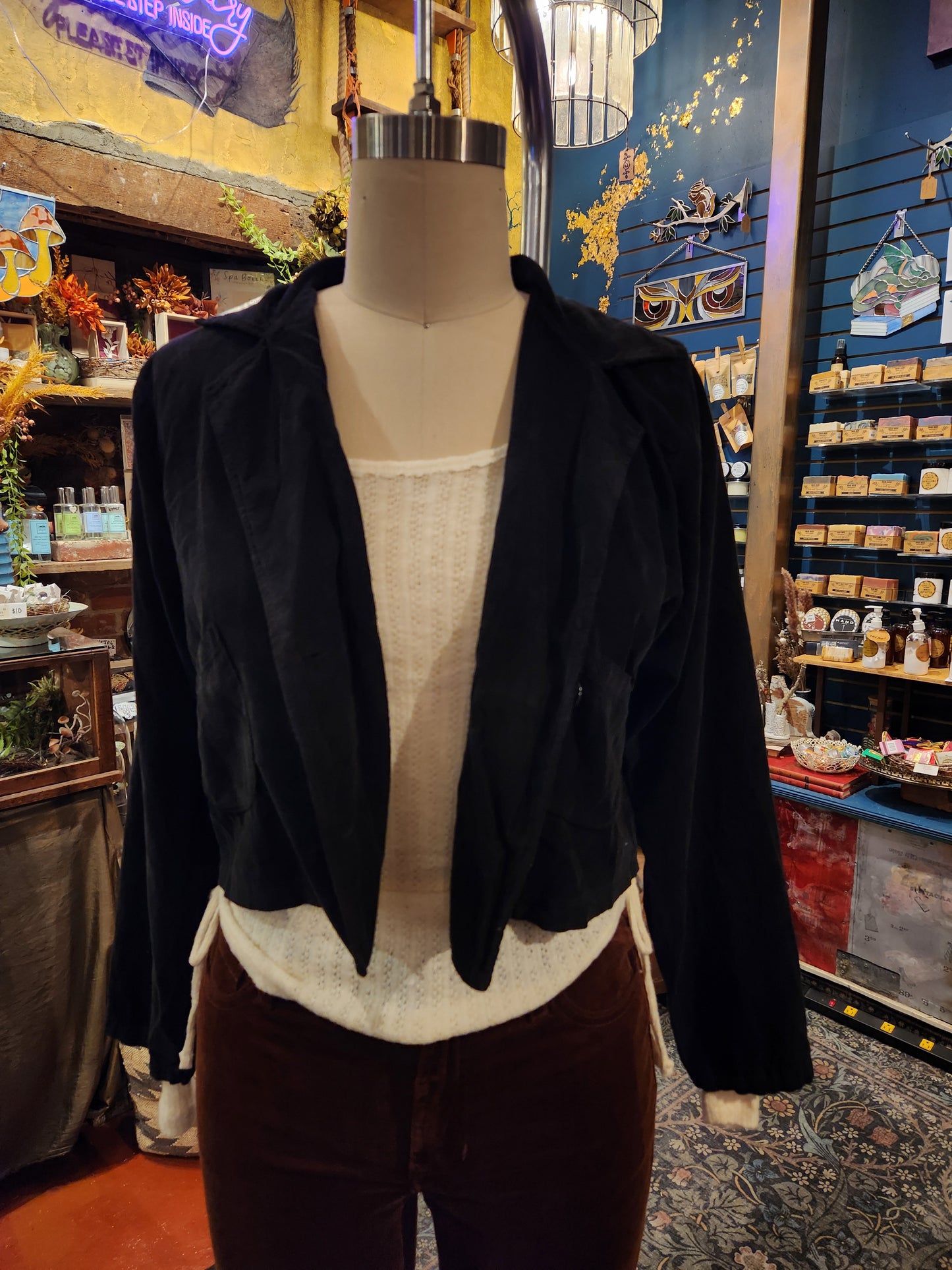 Corduroy Crop Jacket - Black