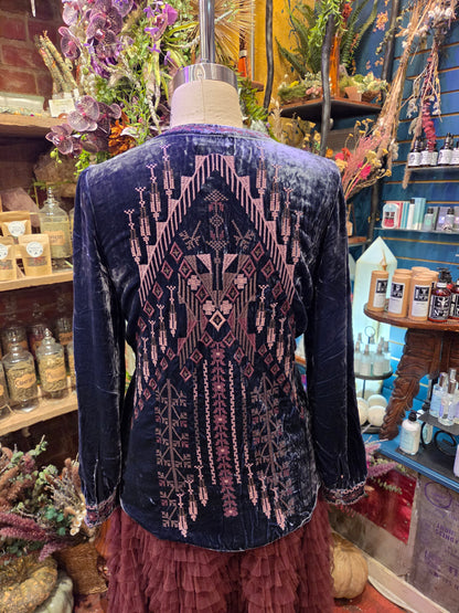 Kyoko- Velvet Button Blouse